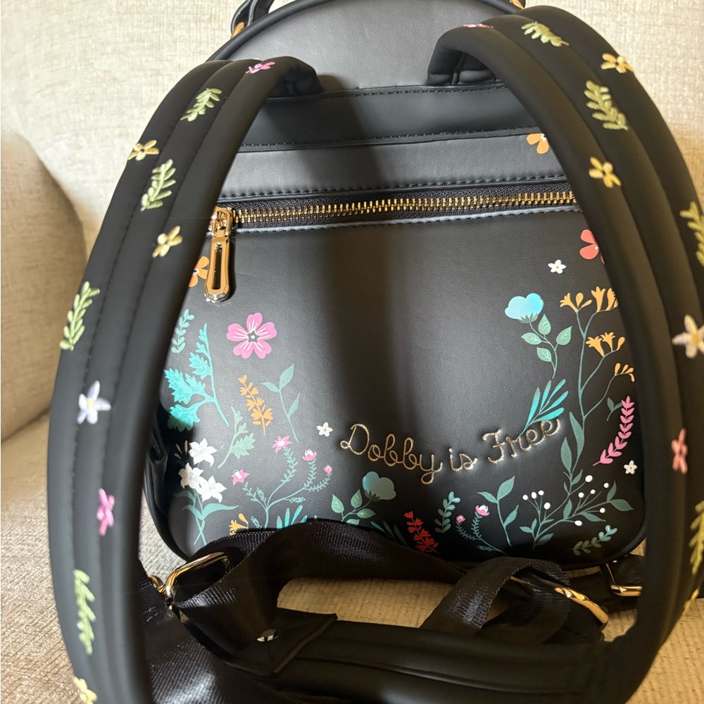 Harry Potter Backpack - Black with Colorful Floral Design - Picture 3 of 6